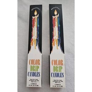 Multi-Color Drip Candles Set of 4 Vintage In Original Box MCM
